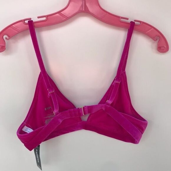 Express NWT Fuchsia Velvet Triangle Bikini Top, Size S - Picture 4 of 11